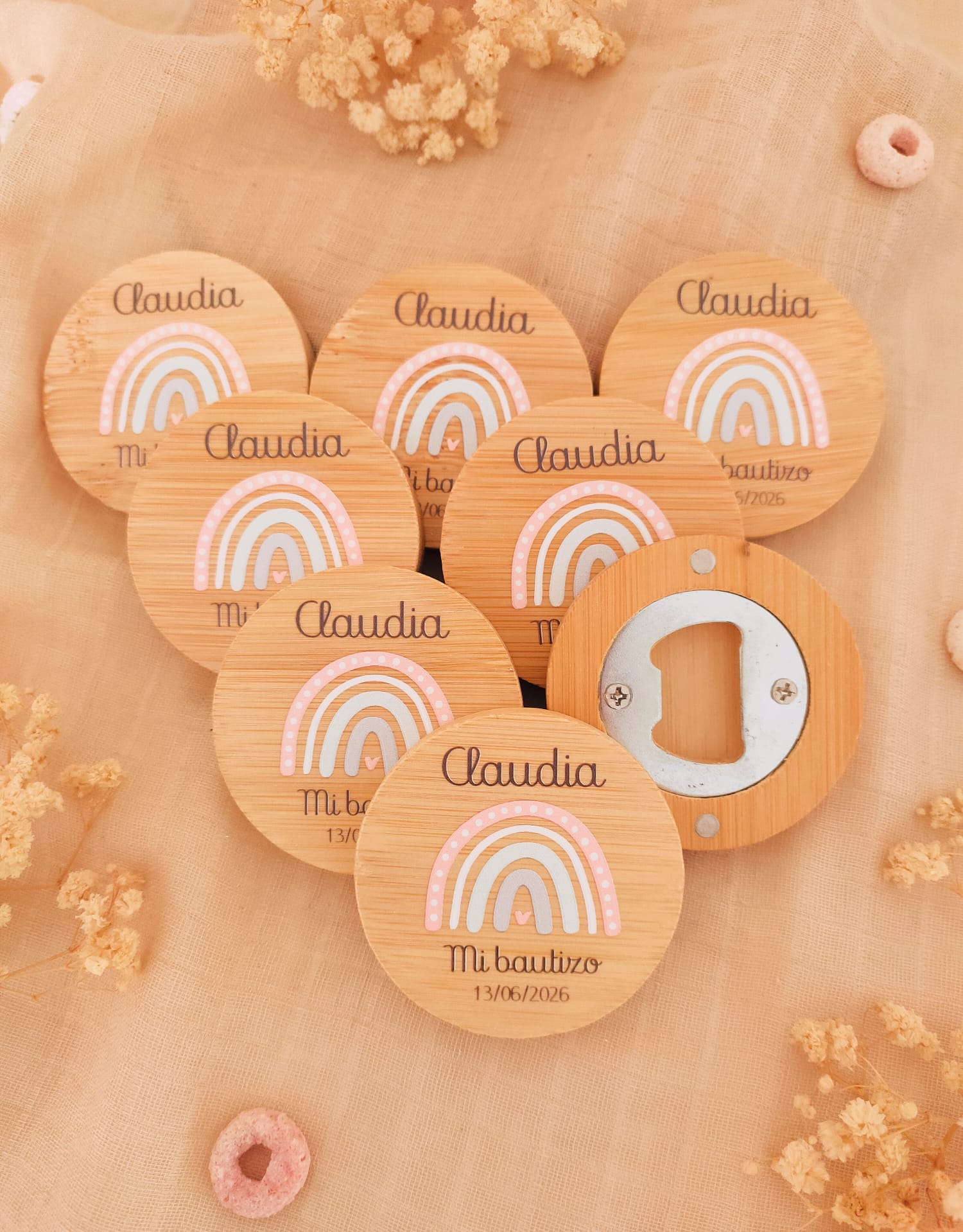 Abridor de bambú magnético personalizado