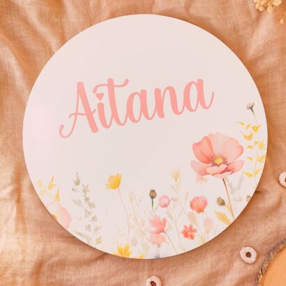 Letrero de madera personalizado modelo floral