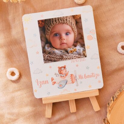 Portafotos con Mini Caballete Modelo Osito aviador