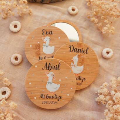 Espejo personalizado para bautizos temática ocas