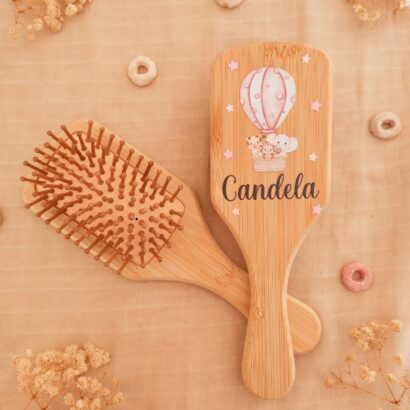Cepillo de madera personalizado modelo animalitos en globo