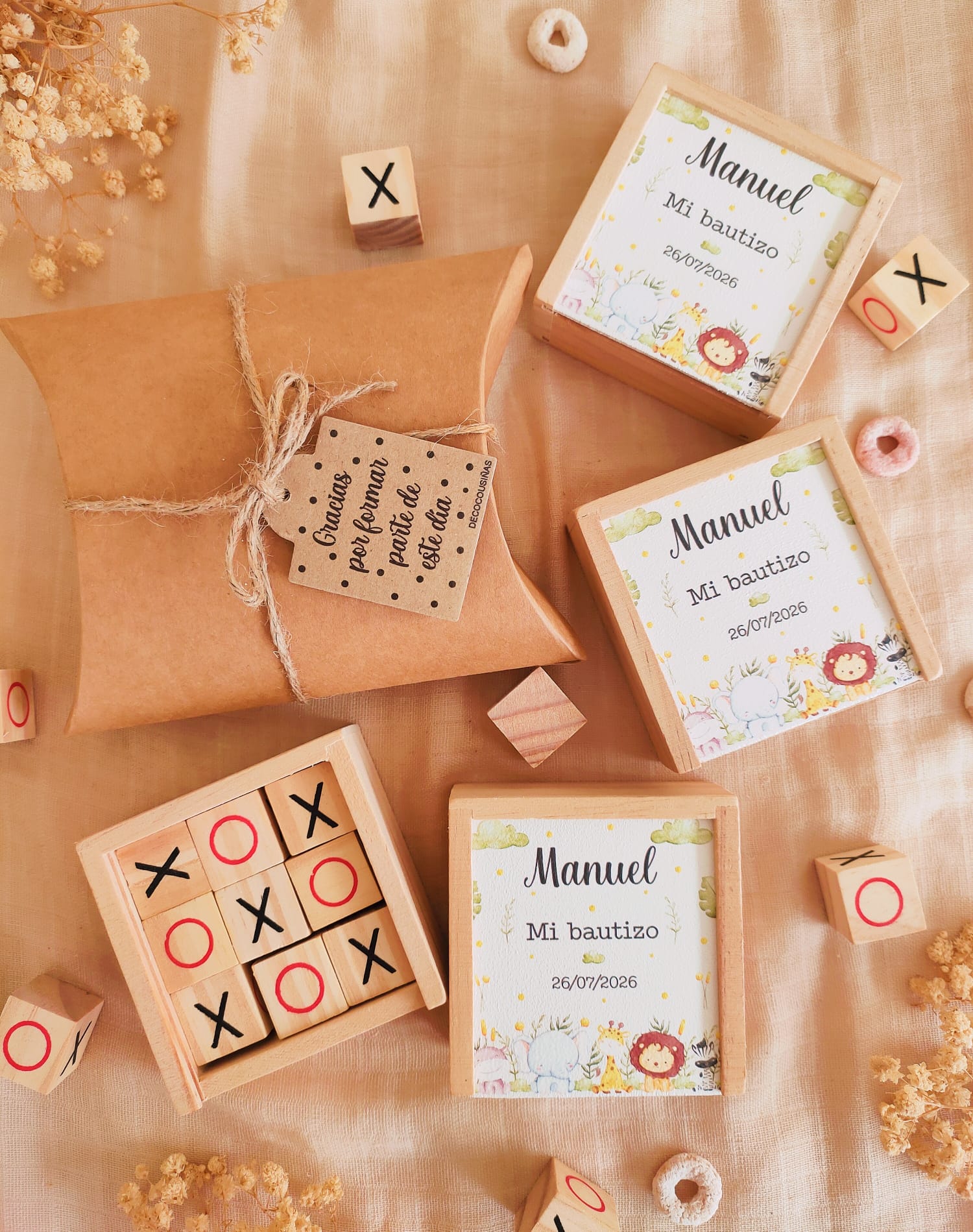 Juego Tres en raya personalizado de madera